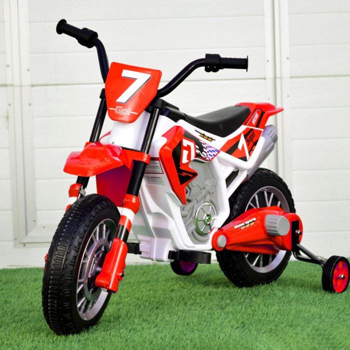 Motocicleta electrica Kinderauto BJH022 70W 12V cu roti moi, scaun tapitat, culoare Rosie [2]
