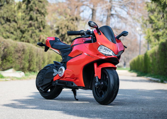 Motocicleta electrica pentru copii Kinderauto SX1629, putere 250W, 24V, roti moi cauciuc EVA, Rosie [2]