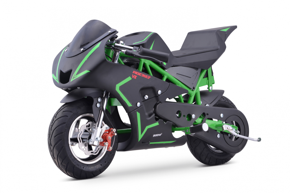 Motocicleta electrica pentru copii NITRO E-Pocketbike Rocket VX 6 800W 36V, culoare verde