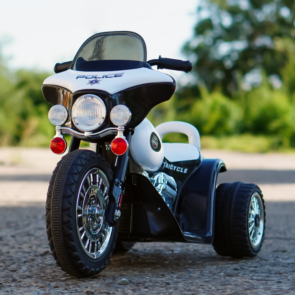 Motocicleta electrica pentru copii, POLICE JT568 35W STANDARD, Alb & Negru [3]
