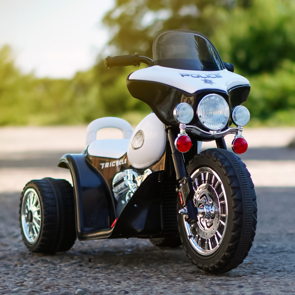 Motocicleta electrica pentru copii, POLICE JT568 35W STANDARD, Alb & Negru [2]
