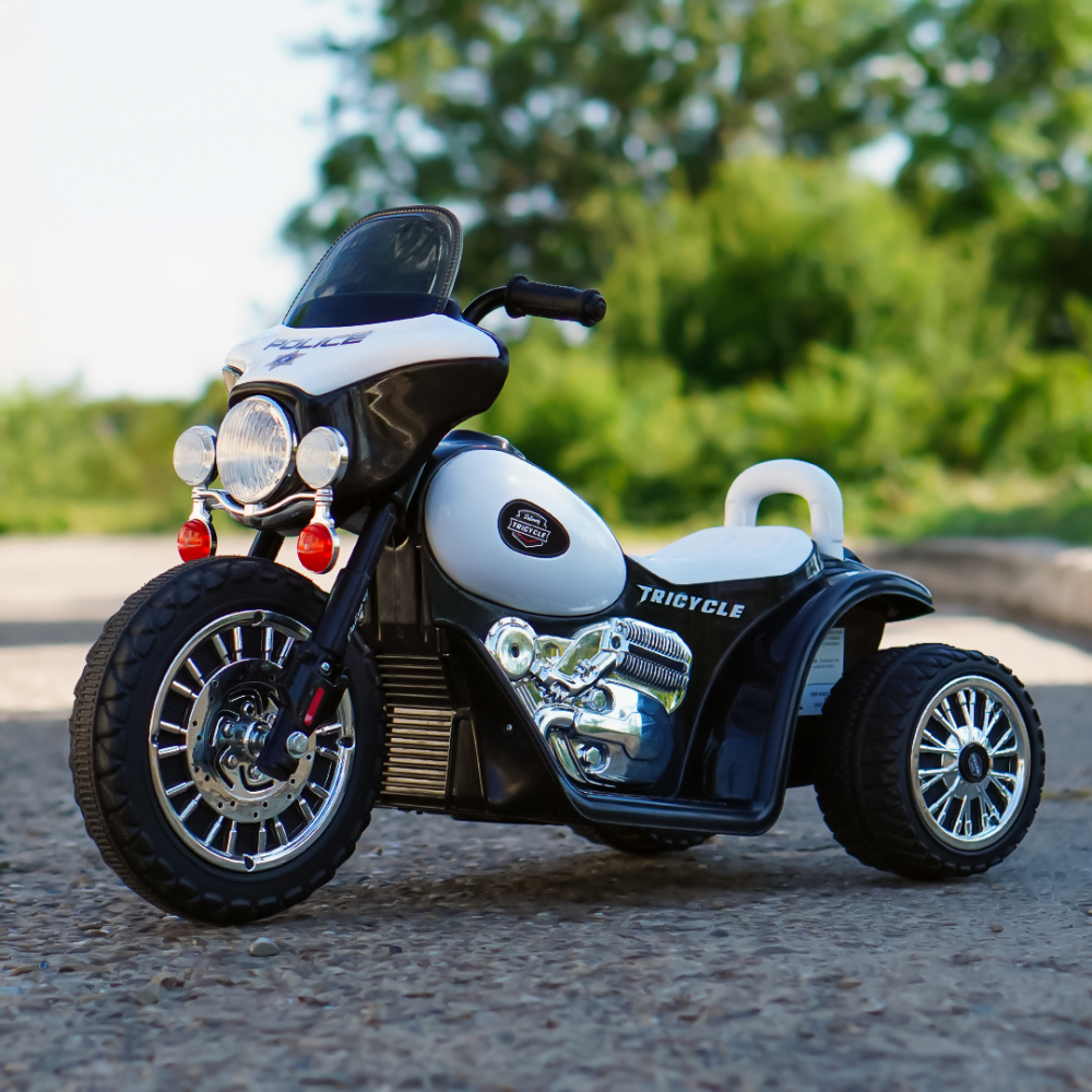 Motocicleta electrica pentru copii, POLICE JT568 35W STANDARD, Alb & Negru [4]