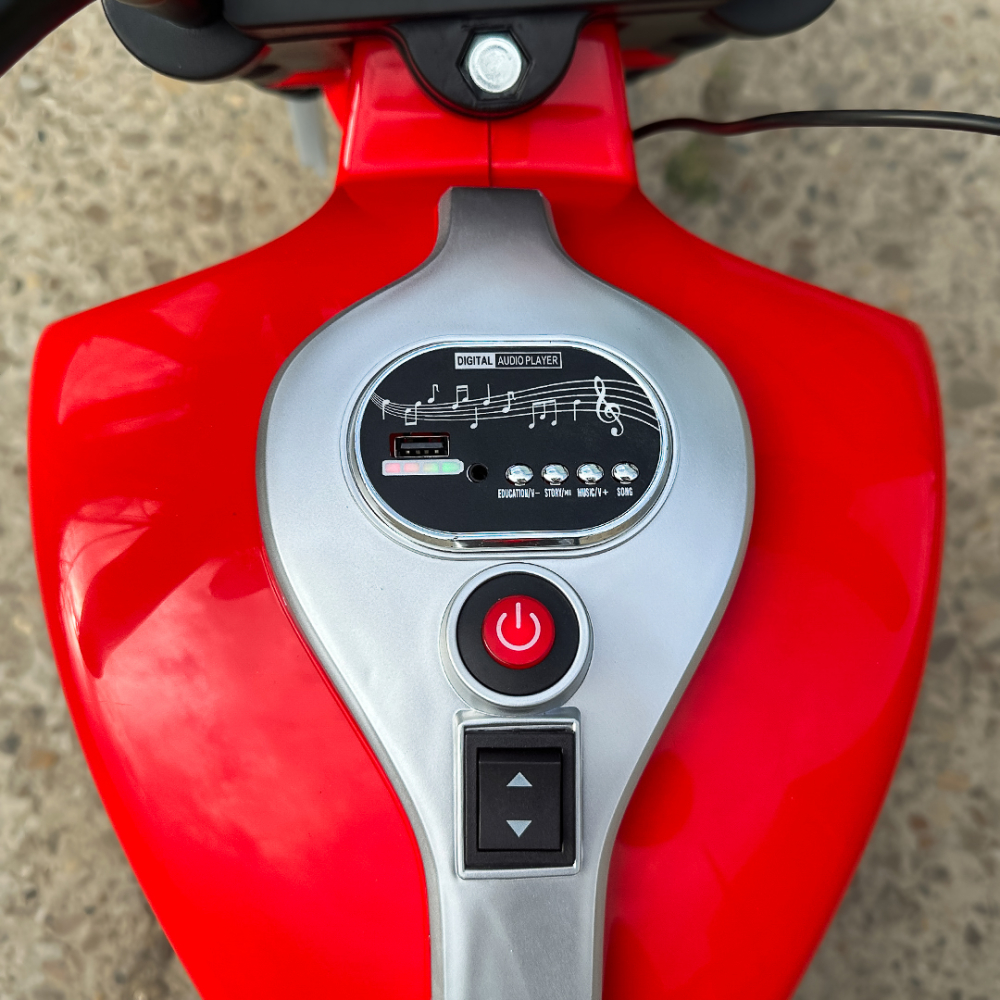 Motocicleta electrica pentru copil 3-7 ani, Kinderauto BJF916 70W cu scaun tapitat, rosu [10]