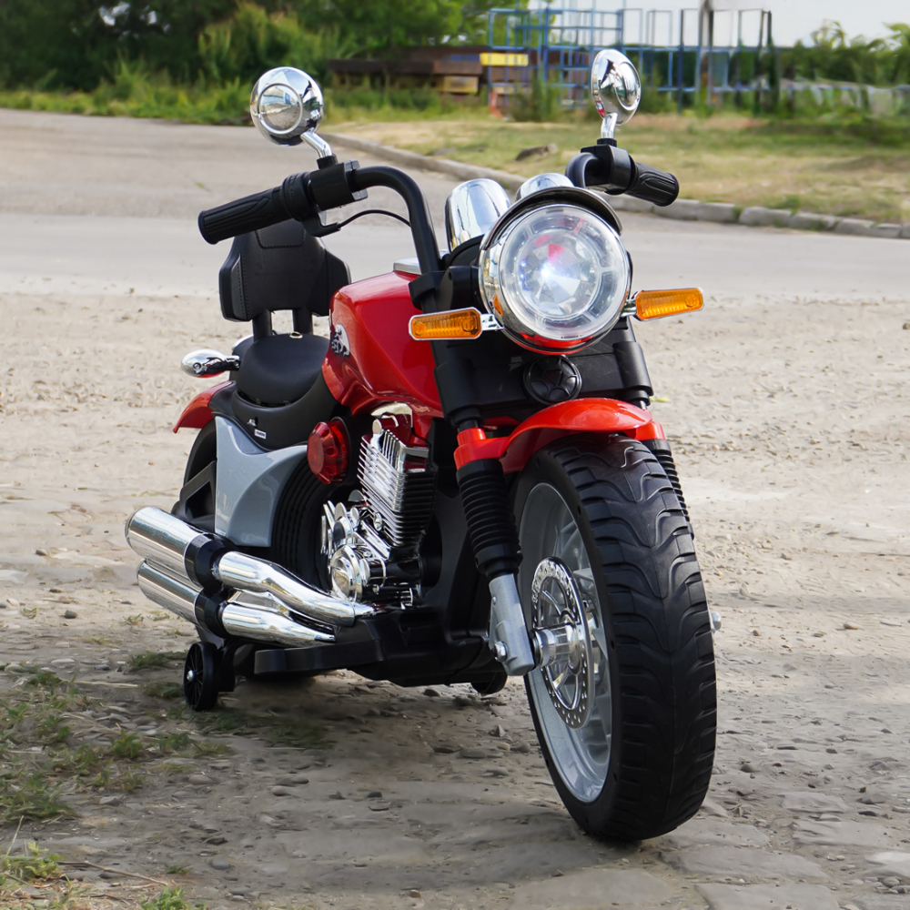 Motocicleta electrica pentru copil 3-7 ani, Kinderauto BJF916 70W cu scaun tapitat, rosu [3]