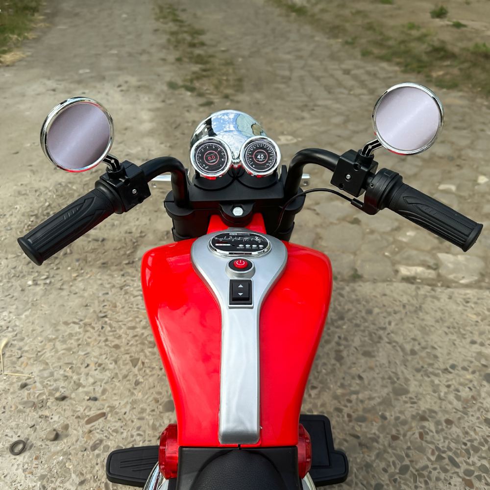 Motocicleta electrica pentru copil 3-7 ani, Kinderauto BJF916 70W cu scaun tapitat, rosu [9]