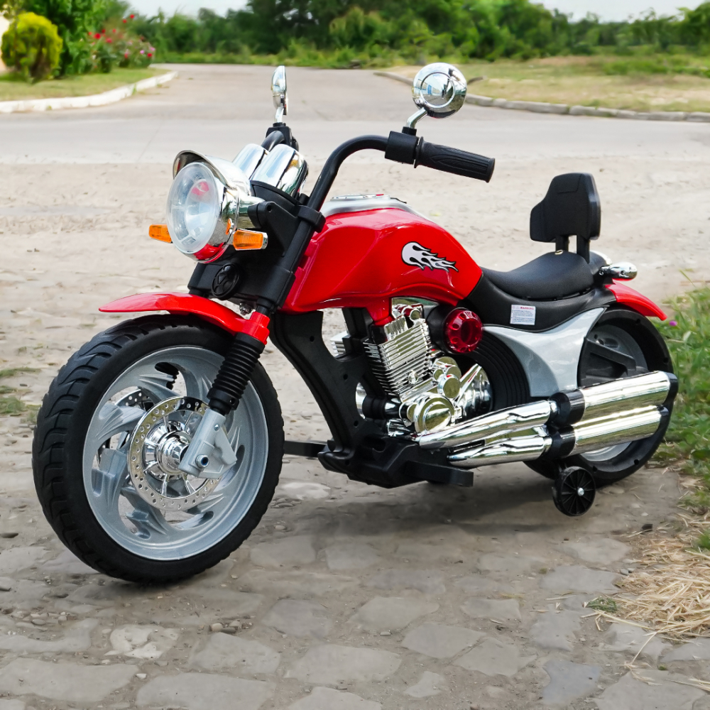 Motocicleta electrica pentru copil 3-7 ani, Kinderauto BJF916 70W cu scaun tapitat, rosu [8]