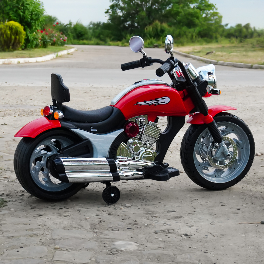 Motocicleta electrica pentru copil 3-7 ani, Kinderauto BJF916 70W cu scaun tapitat, rosu [6]