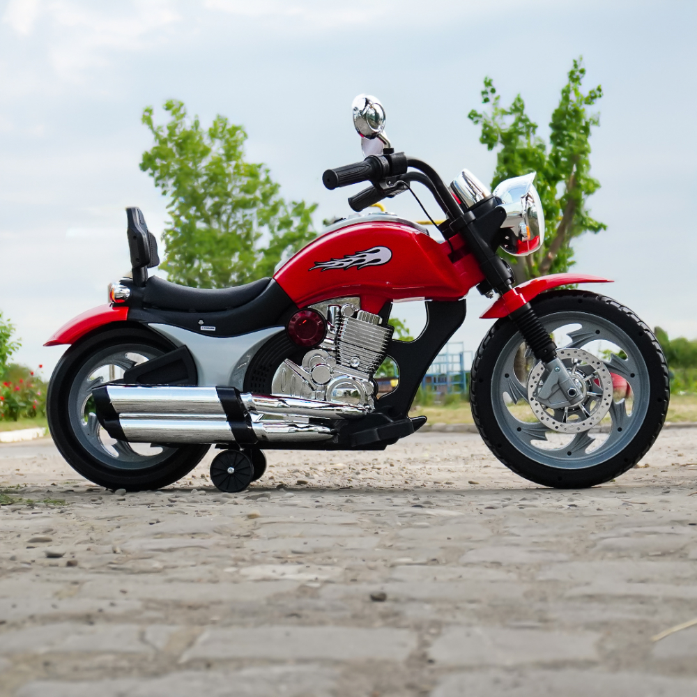 Motocicleta electrica pentru copil 3-7 ani, Kinderauto BJF916 70W cu scaun tapitat, rosu [5]