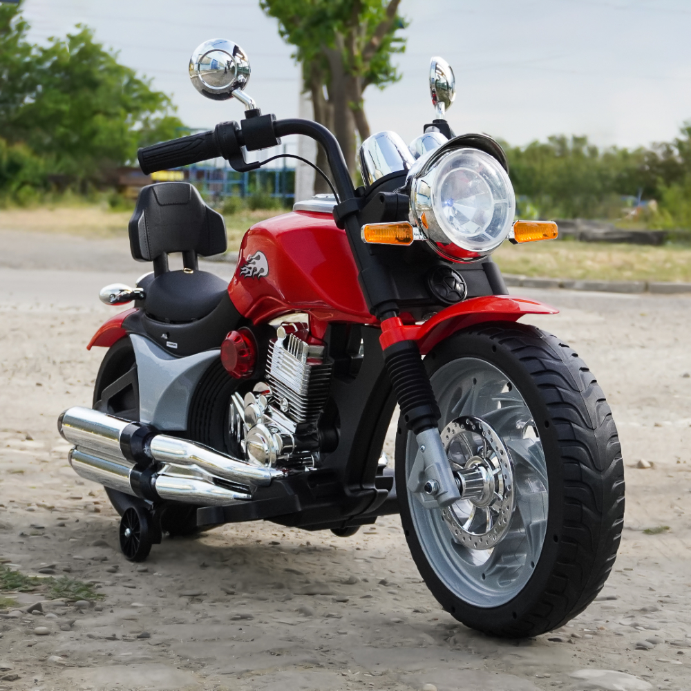 Motocicleta electrica pentru copil 3-7 ani, Kinderauto BJF916 70W cu scaun tapitat, rosu [2]