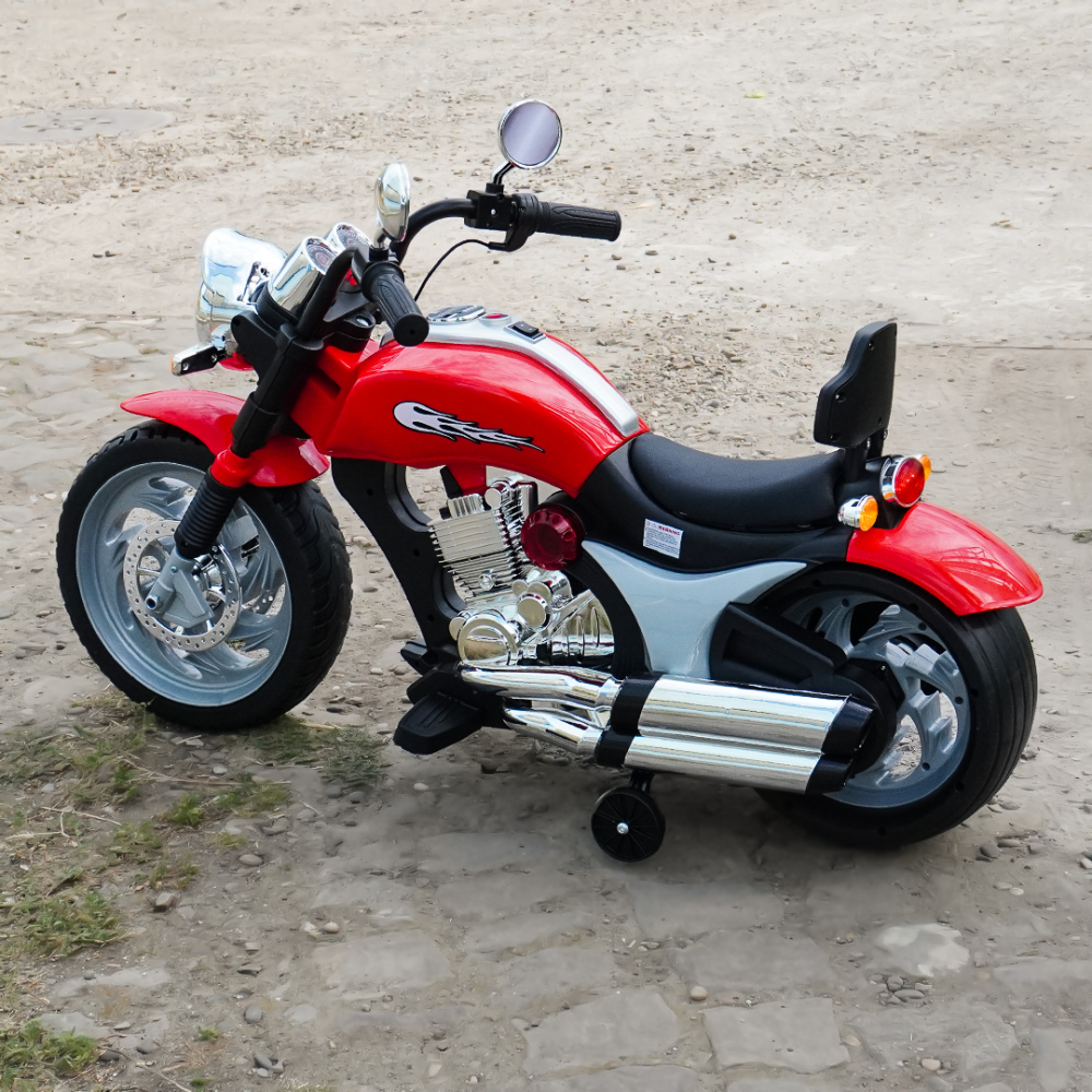 Motocicleta electrica pentru copil 3-7 ani, Kinderauto BJF916 70W cu scaun tapitat, rosu [7]