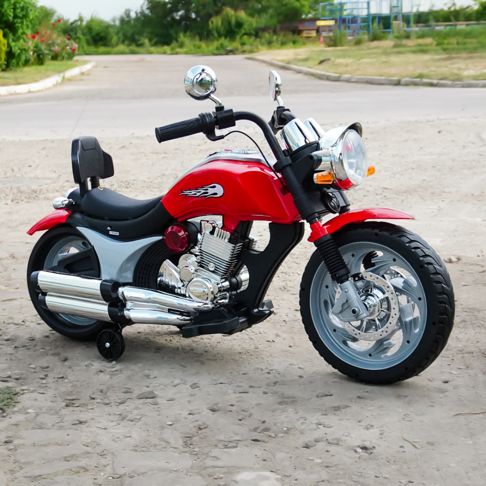 Motocicleta electrica pentru copil 3-7 ani, Kinderauto BJF916 70W cu scaun tapitat, rosu [4]