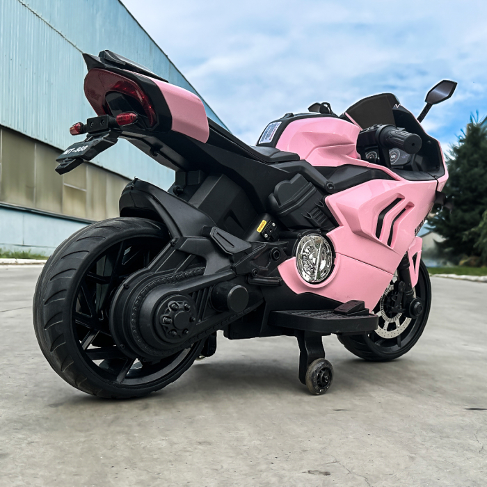 Motocicleta electrica pentru fetite, Kinderauto BDQ888 70W 12V cu roti moi, Bluetooth, culoare Roz [6]