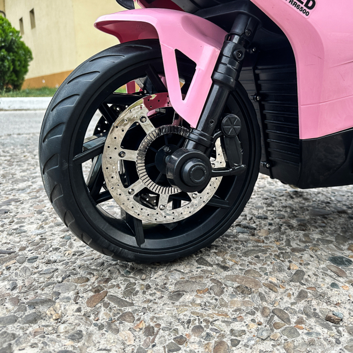 Motocicleta electrica pentru fetite, Kinderauto BDQ888 70W 12V cu roti moi, Bluetooth, culoare Roz [10]