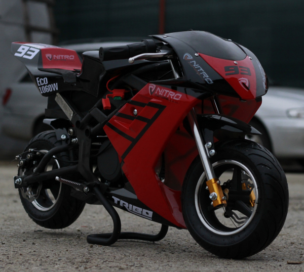 Motocicleta electrica Pocket Bike NITRO Eco TRIBO 1060W 36V #Rosu [12]