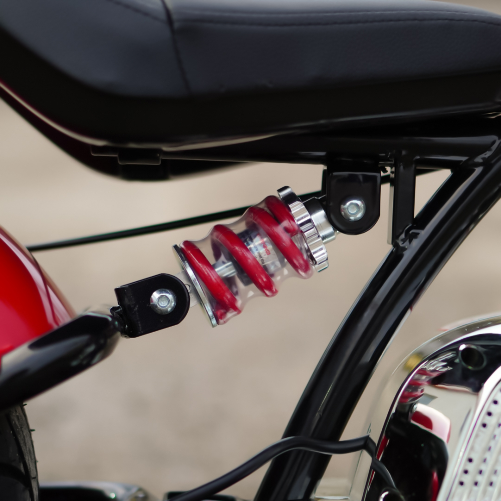 Motocicleta pentru copii intre 5 si 9 ani, Kinderauto Old School, 300W, 24V, cu roti gonflabile, scaun tapitat, premium, rosu [11]