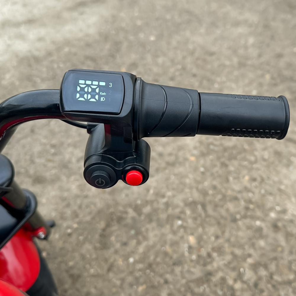 Motocicleta pentru copii intre 5 si 9 ani, Kinderauto Old School, 300W, 24V, cu roti gonflabile, scaun tapitat, premium, rosu [18]