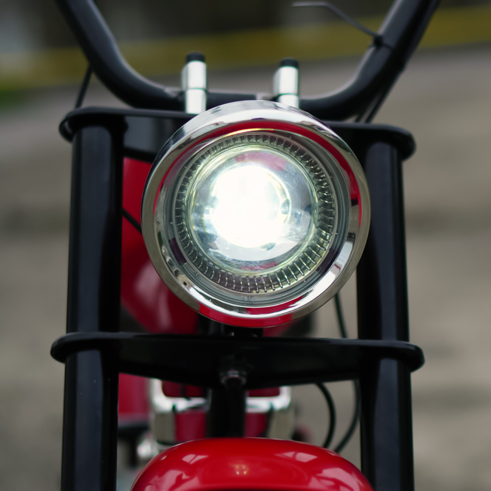 Motocicleta pentru copii intre 5 si 9 ani, Kinderauto Old School, 300W, 24V, cu roti gonflabile, scaun tapitat, premium, rosu [13]