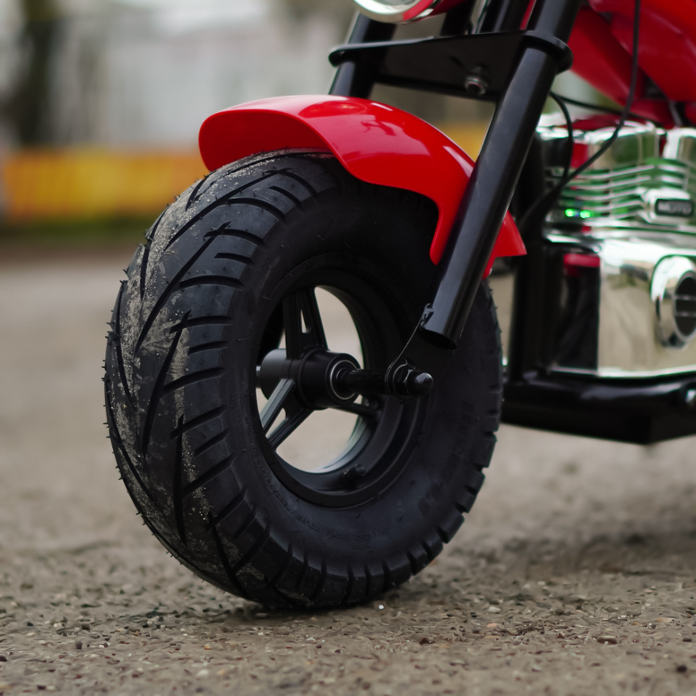 Motocicleta pentru copii intre 5 si 9 ani, Kinderauto Old School, 300W, 24V, cu roti gonflabile, scaun tapitat, premium, rosu [14]