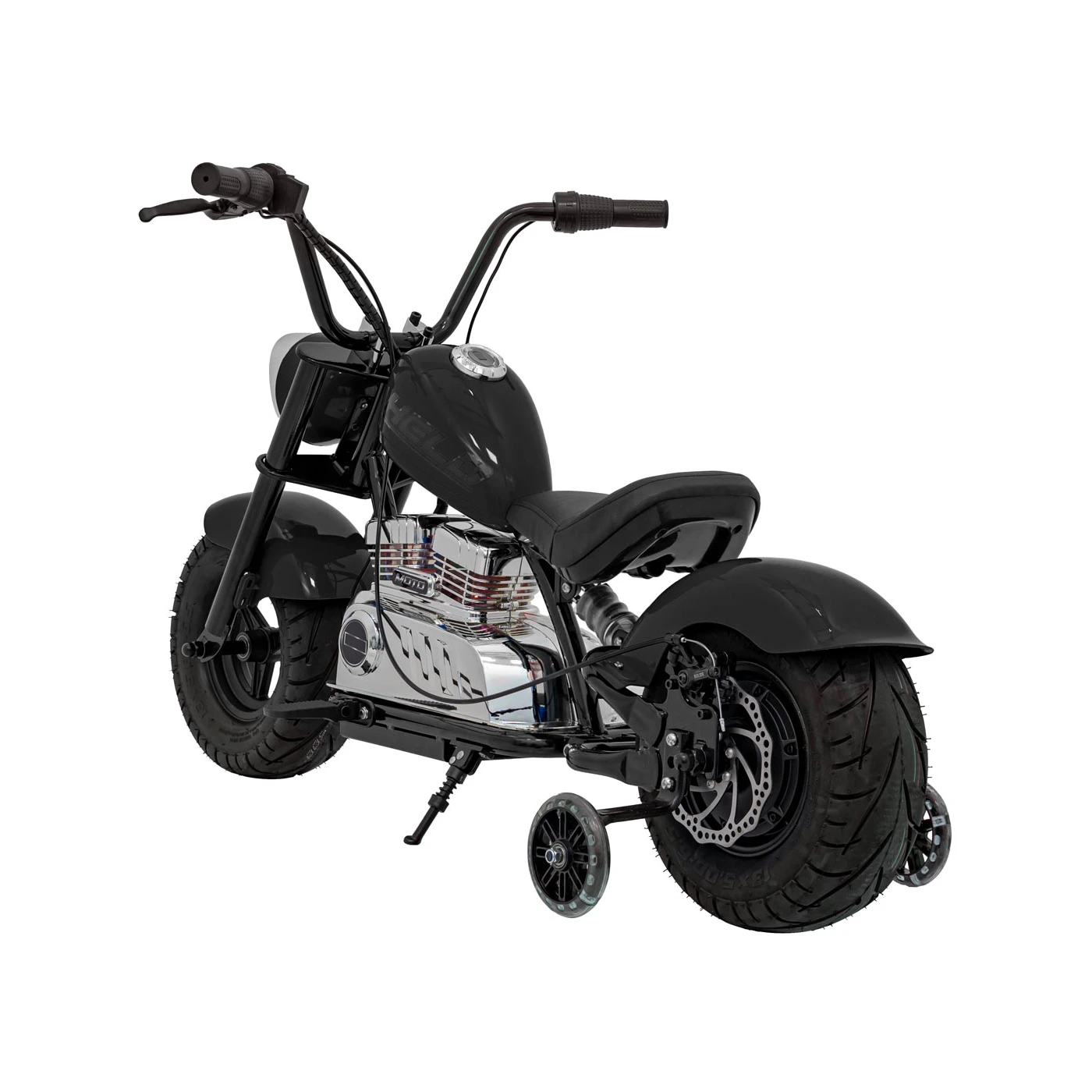 Motocicleta pentru copii intre 5 si 9 ani, Kinderauto Old School, 300W, 24V, cu roti gonflabile, scaun tapitat, premium, negru [5]