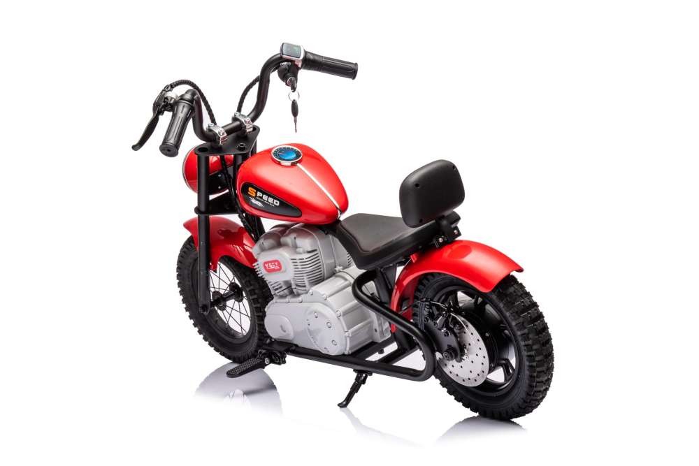 Motocicleta pentru copii, Kinderauto Chopper 350W, 36V, cu roti gonflabile, scaun tapitat,culoare rosie [3]