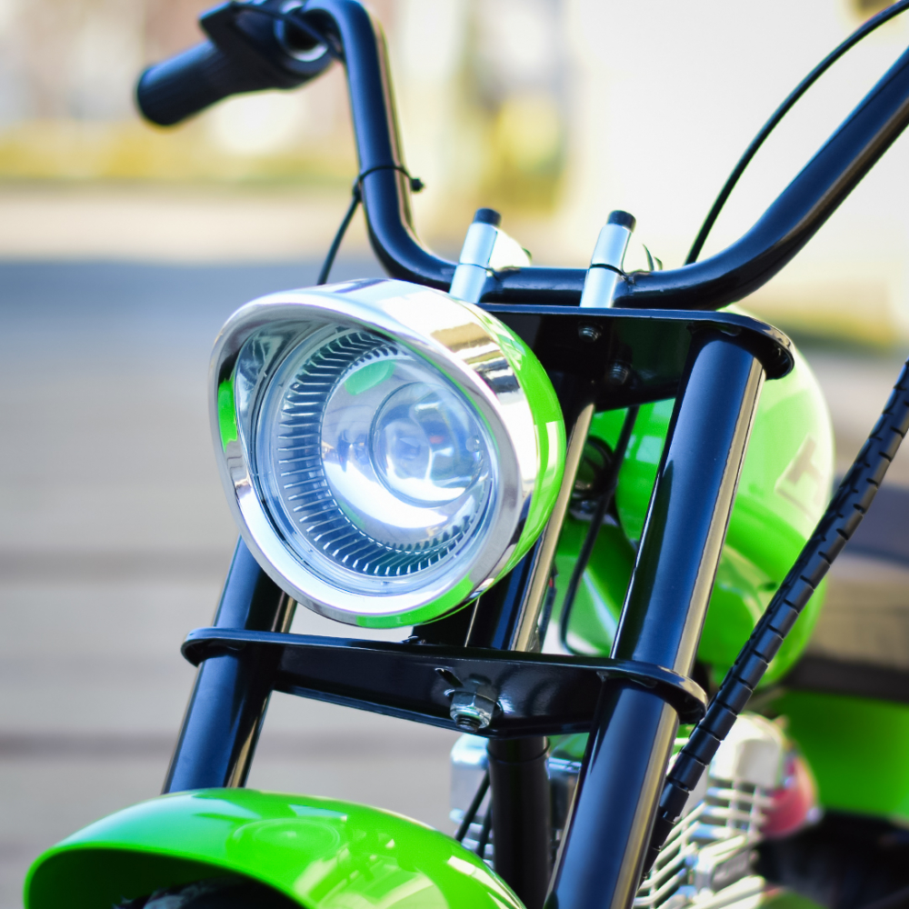 Motocicleta pentru copii intre 5 si 9 ani, Kinderauto Old School, 300W, 24V, cu roti gonflabile, scaun tapitat, premium, verde [13]