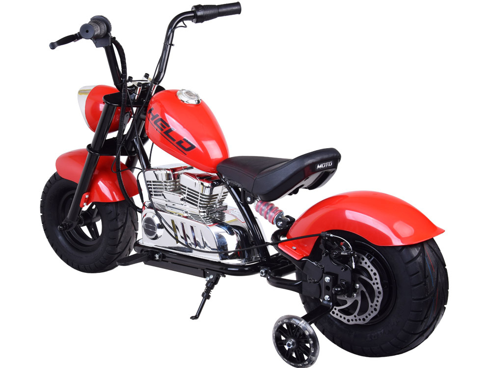 Motocicleta pentru copii intre 5 si 9 ani, Kinderauto Old School, 300W, 24V, cu roti gonflabile, scaun tapitat, premium, rosu [5]