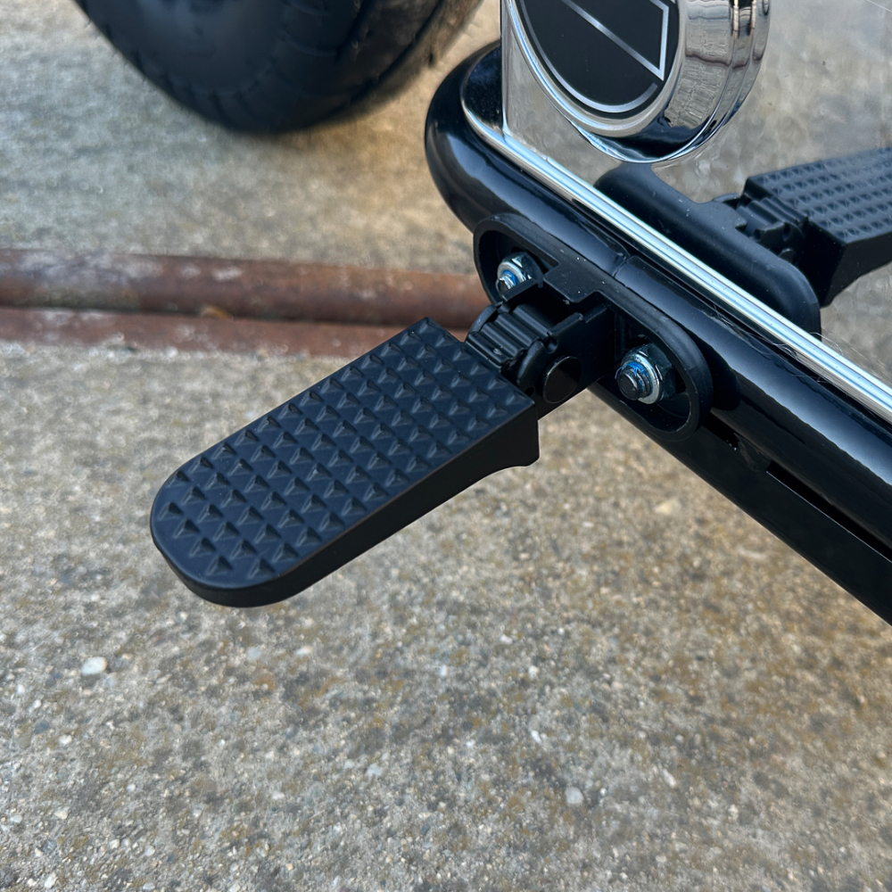 Motocicleta pentru copii Kinderauto Old School, 300W, 24V, cadru otel, roti moi gonflabile, bluetooth, scaun tapitat, gri [15]