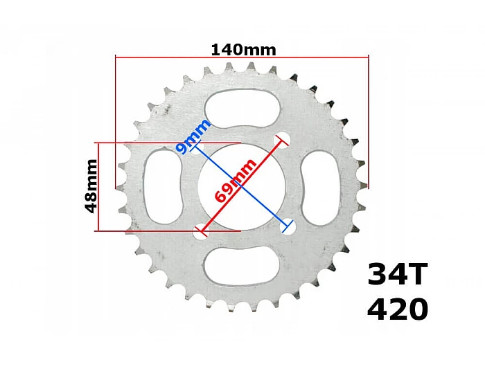 Pinion spate 420 34T pentru 110cc, 125cc, Quad electric, Dirt Bike [2]