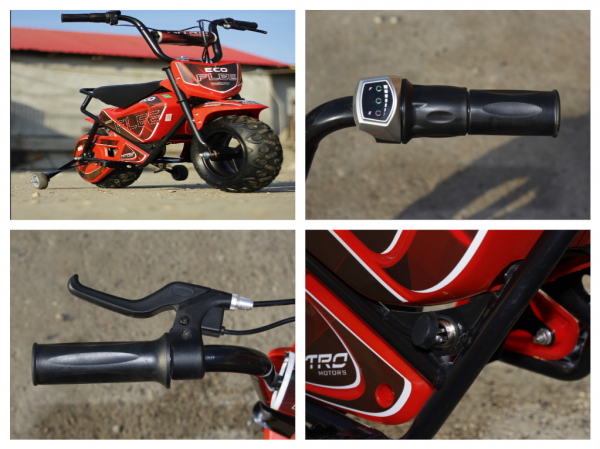 Mini Motocicleta electrica cu roti ajutatore, NITRO ECO Flee 300W 24V, culoare Rosu [8]