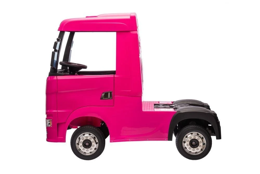 SCANIA R-SERIES, camion electric pentru copii, tractiune 4x4, 180W, 12V 14Ah, roti moi, scaun tapitat, echipare Premium, roz [3]
