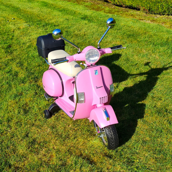 Scuter electric pentru copii Piaggio PX150 70W 12V Premium cu ladita, culoare roz [17]