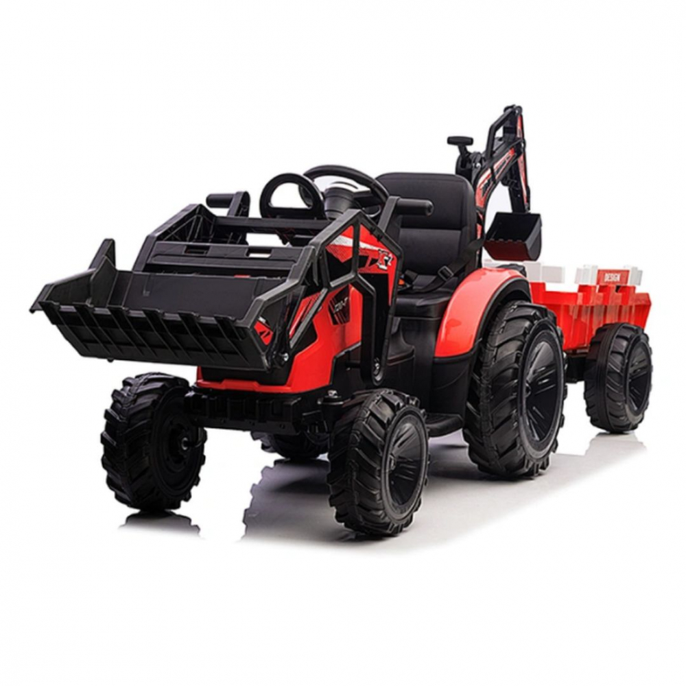 Tractor electric cu remorca pentru copii Kinderauto 720-T, 90W 12V, cupa si incarcator incluse, premium, culoare rosie [5]