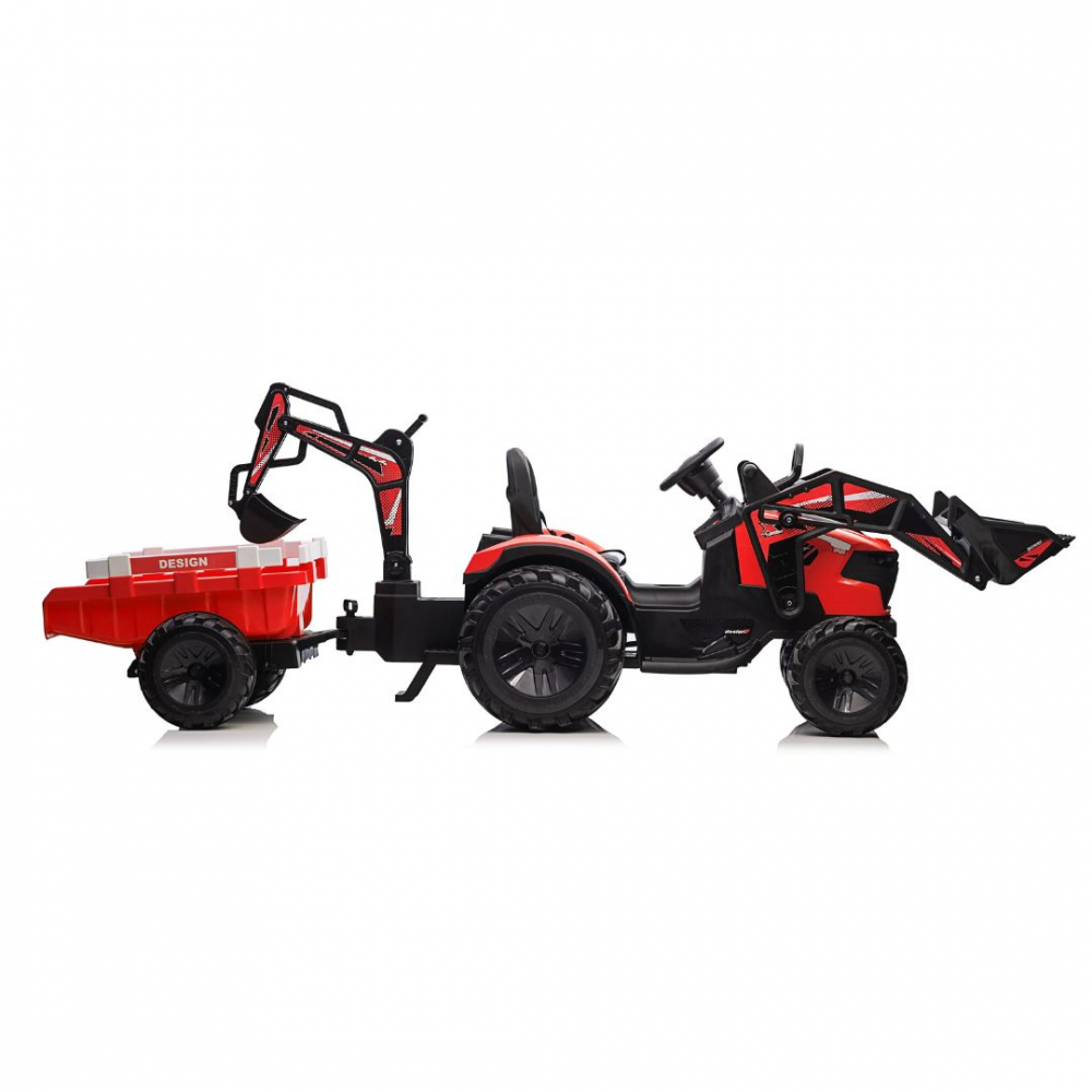 Tractor electric cu remorca pentru copii Kinderauto 720-T, 90W 12V, cupa si incarcator incluse, premium, culoare rosie [13]