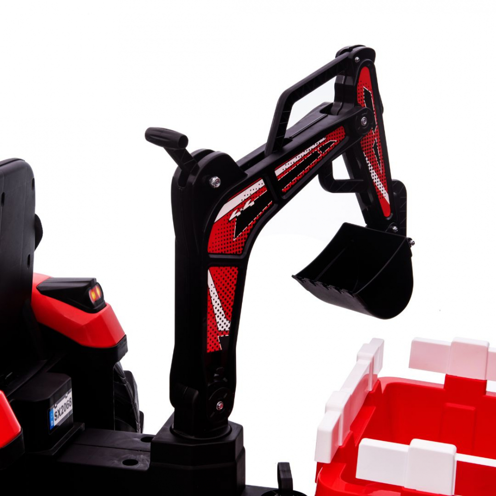 Tractor electric cu remorca pentru copii Kinderauto 720-T, 90W 12V, cupa si incarcator incluse, premium, culoare rosie [12]