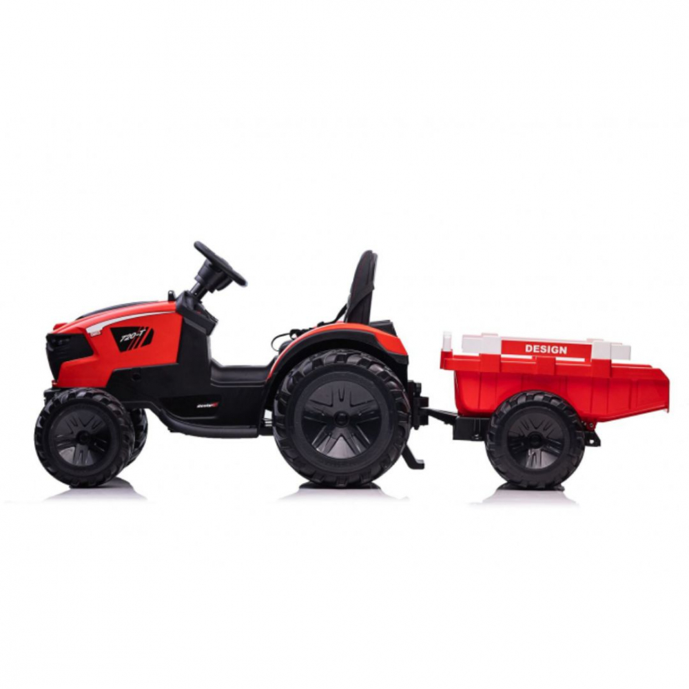 Tractor electric cu remorca pentru copii Kinderauto 720-T, 90W 12V, cupa si incarcator incluse, premium, culoare rosie [8]