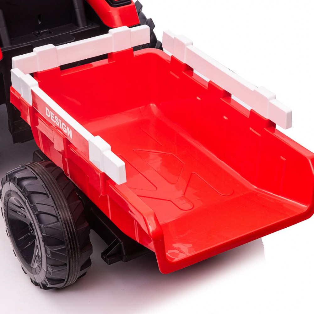 Tractor electric cu remorca pentru copii Kinderauto 720-T, 90W 12V, cupa si incarcator incluse, premium, culoare rosie [14]