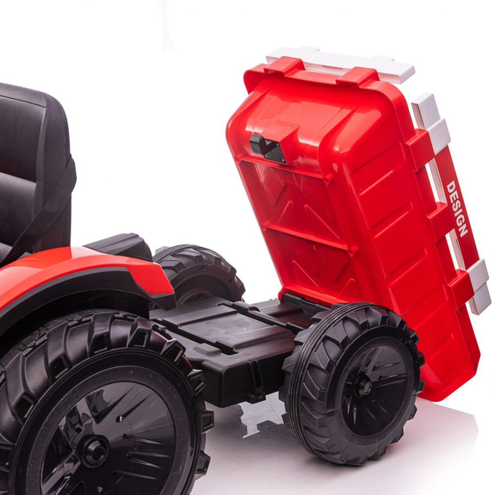 Tractor electric cu remorca pentru copii Kinderauto 720-T, 90W 12V, cupa si incarcator incluse, premium, culoare rosie [11]