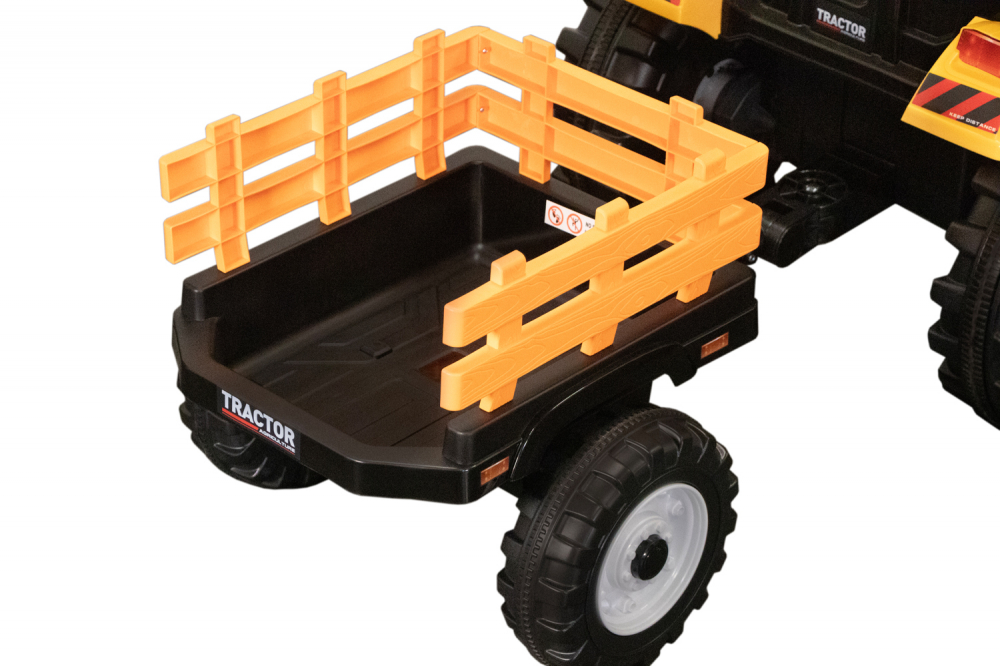 Tractoras electric copii cu remorca si cupa, Power-Tractor 400W 24V, culoare galbena [24]