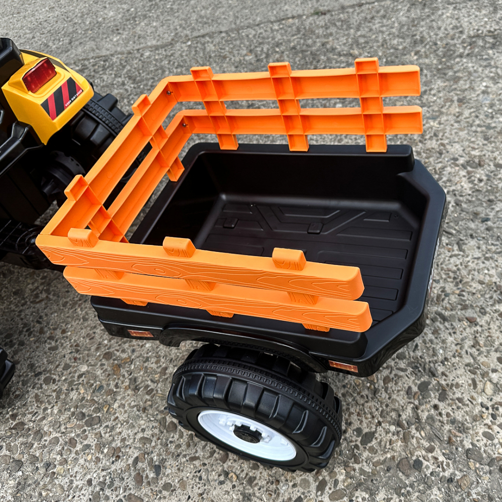 Tractoras electric copii cu remorca si cupa, Power-Tractor 400W 24V, culoare galbena [19]
