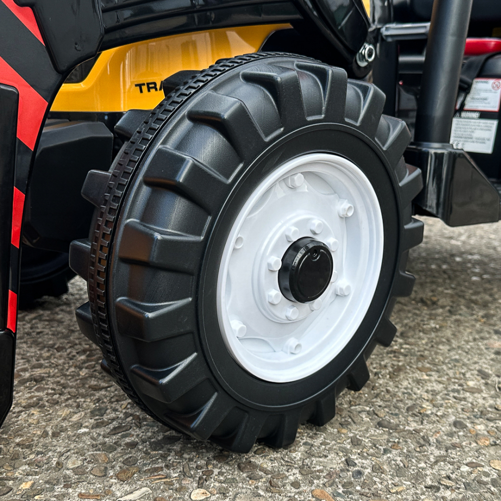 Tractoras electric copii cu remorca si cupa, Power-Tractor 400W 24V, culoare galbena [12]