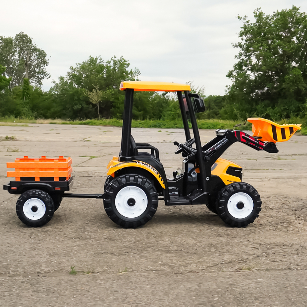 Tractoras electric copii cu remorca si cupa, Power-Tractor 400W 24V, culoare galbena [5]