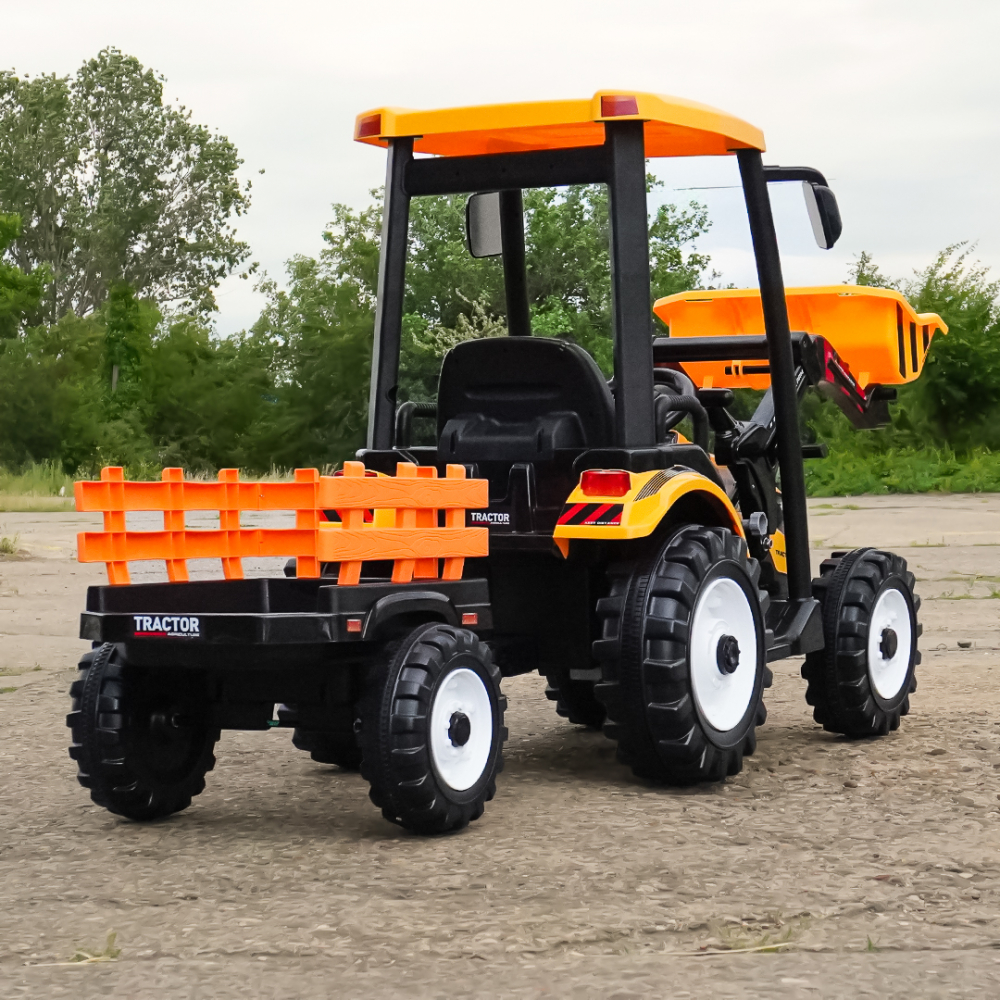 Tractoras electric copii cu remorca si cupa, Power-Tractor 240W 12V, galben [7]