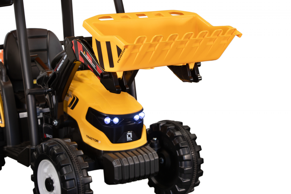 Tractoras electric copii cu remorca si cupa, Power-Tractor 400W 24V, culoare galbena [30]