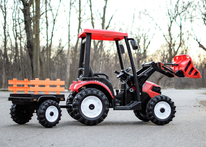 Tractoras electric copii cu remorca si cupa, Power-Tractor 240W 12V, rosu [5]