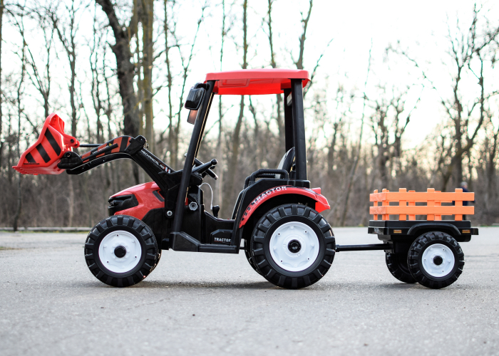 Tractoras electric copii cu remorca si cupa, Power-Tractor 240W 12V, rosu [3]