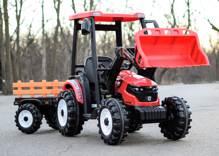 Tractoras electric copii cu remorca si cupa, Power-Tractor 240W 12V, rosu [6]