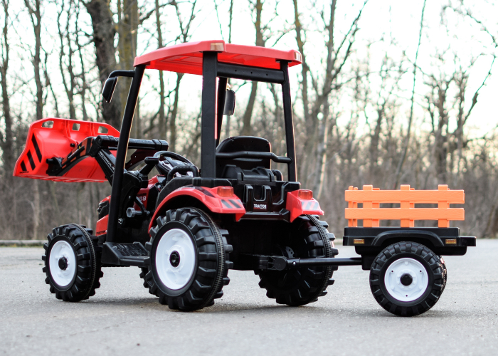 Tractoras electric copii cu remorca si cupa, Power-Tractor 240W 12V, rosu [4]