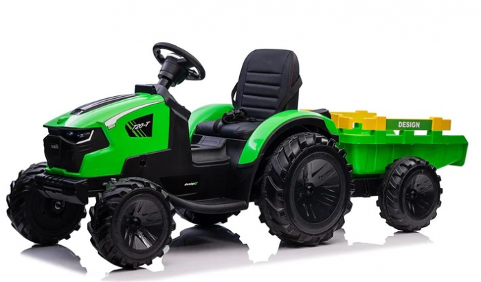 Tractoras electric Kinderauto 720-T 110W 24V 10 Ah cu remorca, PREMIUM culoare Verde