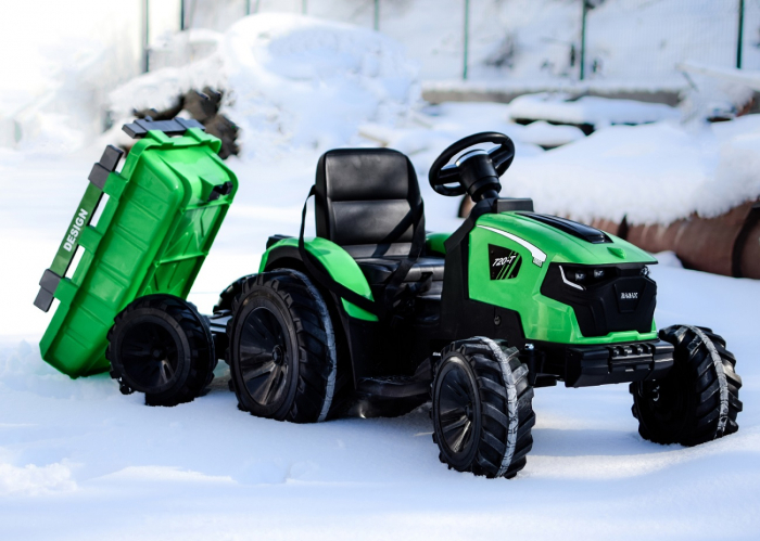 Tractoras electric Kinderauto 720-T 90W 12V 10 Ah cu remorca, PREMIUM culoare Verde [3]