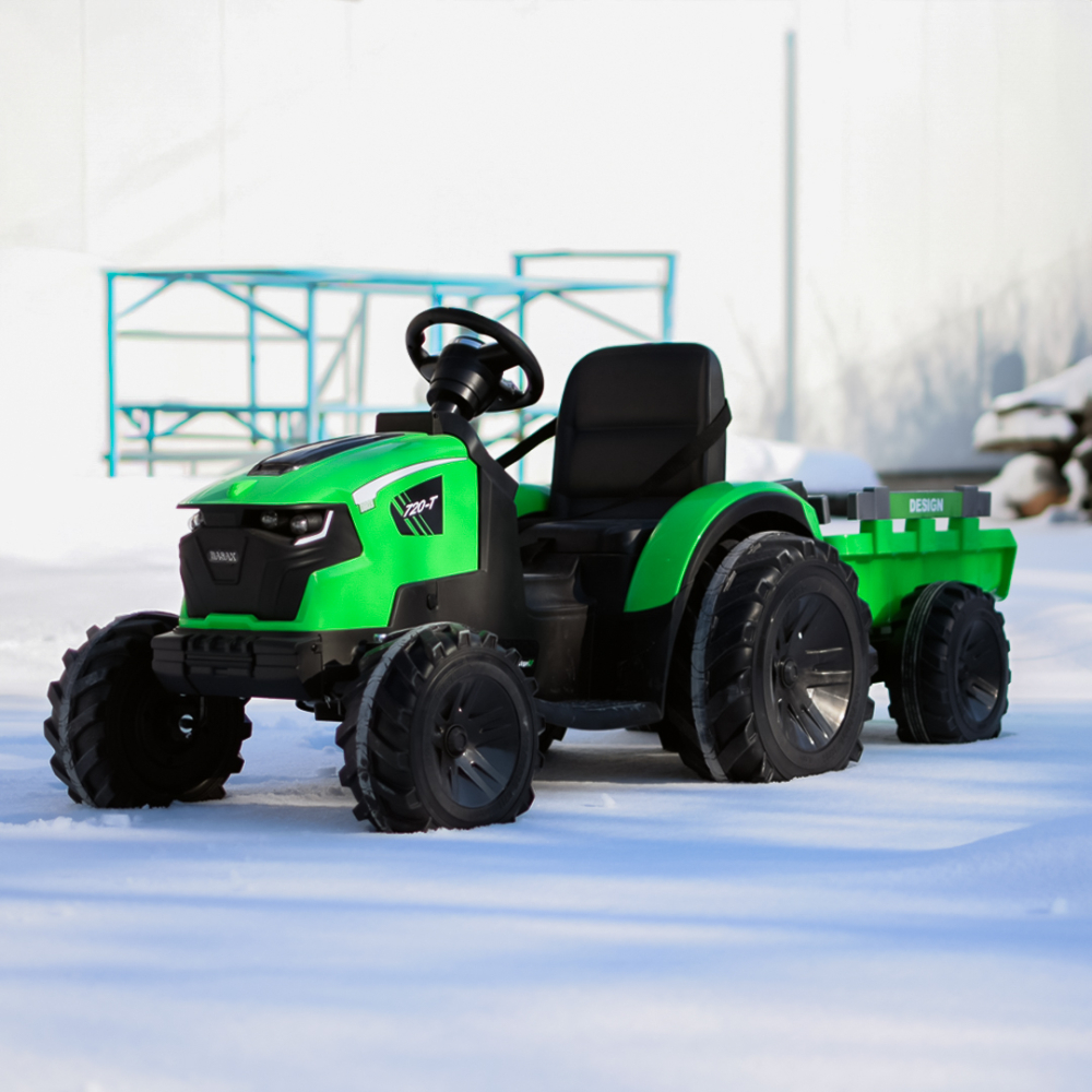 Tractoras electric Kinderauto 720-T 90W 12V 10 Ah cu remorca, PREMIUM culoare Verde [7]